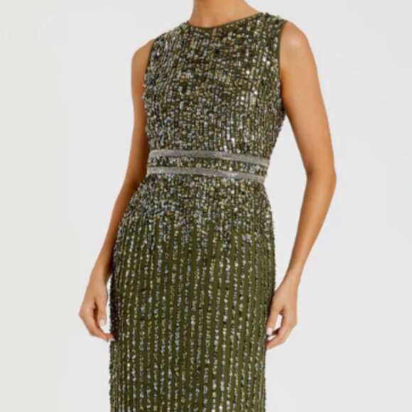 MAC DUGGAL 93602 SEQUINED HIGH NECK SLEEVELESS COLUMN GOWN sz 2 - Picture 3 of 8